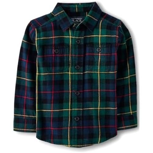 The Children's Place Baby Boys' and Toddler Long Sleeve Plaid Flannel Button Up Shirt