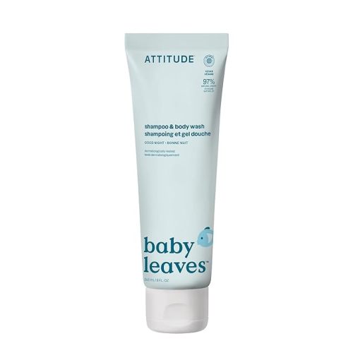 ATTITUDE Baby 2-in-1 Shampoo & Body Wash, EWG Verified, Dermatologically Tested, Vegan, Goodnight Scent, 8 Fl Oz