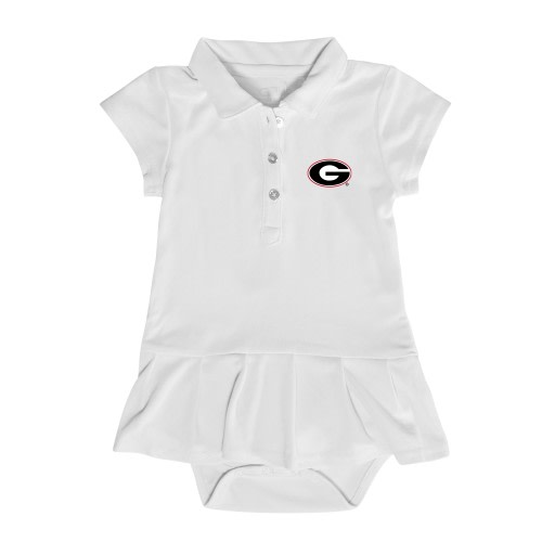 Georgia Bulldogs Garb Girls Infant Caroline Cap Sleeve Polo Dress - White