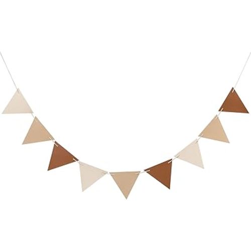 6 Feet Boho Pennant Banner Triangle Flag Vegan Leather Bunting Brown Nursery Decor Boho Baby Shower Decorations