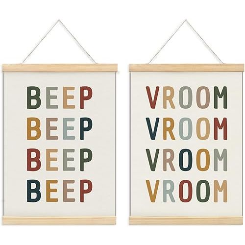 ULEGIE Toddler Car Room Decor Race Car Poster Hanger Frame, Boys Car Room Wall Art Decor, Nursery Toddler Wall Art Kids Playroom Art Prints, Little Racer Dude Room Decor, 12 x 16 Inch