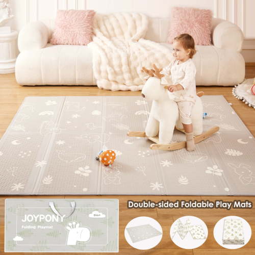Joypony Baby Play Mat 79" X 71", Extra Large Foldable Play Mats for Babies and Toddlers with Travel Bag