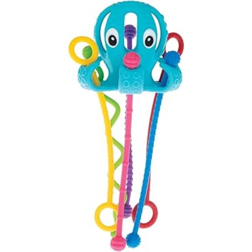 Nuby Silicone Octopus Sensory Toy with Bright Colored Silicone Textured Cords for Tactile Development, 18+ Months