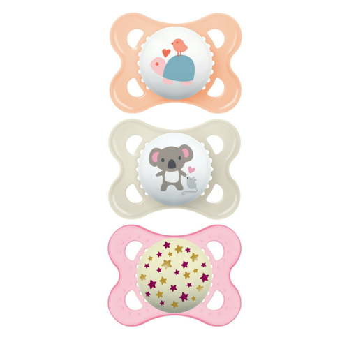 MAM Day & Night Pacifier, 0-6 Months, Girl, 3 pack