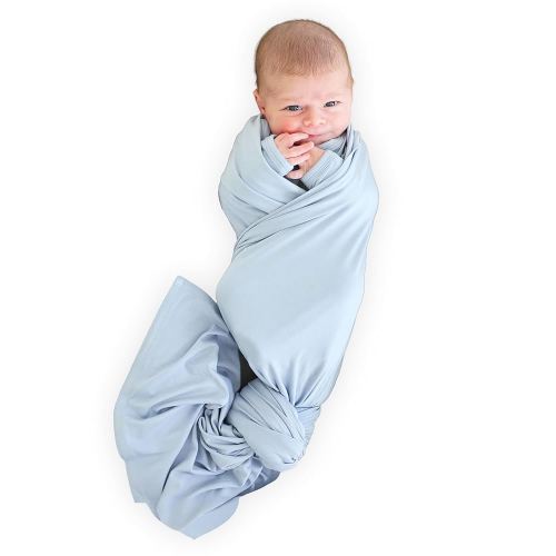 Caden Lane Baby Swaddle & Receiving Blanket, Soft, Breathable & Temperature-Regulating Bamboo Viscose Fabric for Swaddling Newborns, Gender Neutral Infant Blanket for Boys & Girls, Mist Blue