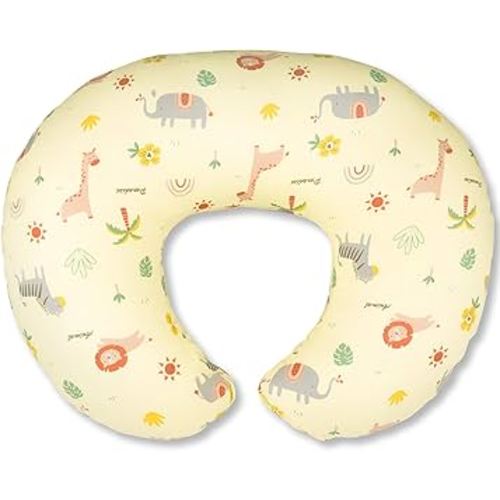 Nursing Pillow, Breastfeeding Pillows with Standard Size Removable Cover, Breast Feeding Pillow with Breathable Filling, Ergonomic Nursing Essentials for Bottle and Breastfeeding- Animal Yellow