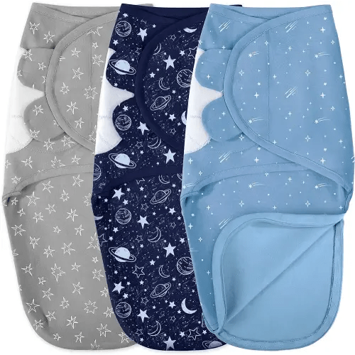 Baby Swaddles 0-3 Months, Newborn Swaddle Sack, Adjustable Velcro Swaddle with Zipper, 3-Pack Baby Wrap Swaddles for Boy and Girl Small