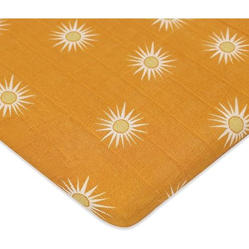 Babyletto 100% Organic Cotton All-Stages Bassinet Sheet, GOTS-Certified, Fitted 360°, Ultra-Soft and Breathable Muslin - Golden Hour