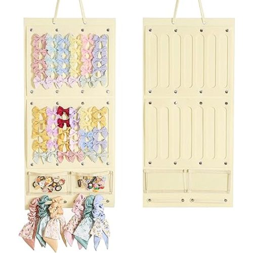 Bow Organizer for Girls,Double Sided Use Hair Bows Holder Felt Hair Clips Storage Hanger,Baby Hair Accessory Organizer Display Wall Hanging Decor for Girl Room