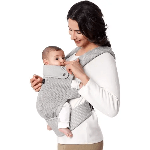 Momcozy Breathable Mesh Baby Carrier, Ergonomic and Lightweight Infant Carrier for 7-44lbs with Enhanced Lumbar Support, All Day Comfort for Hands-Free Parenting, Air Mesh-Grey