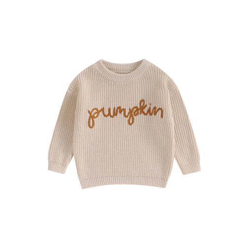 Loicainy Toddler Baby Boy Girl Halloween Knit Sweater 3 6 9 12 18 24 Months 2T 3T Long Sleeve Crewneck Letter Embroidery Pullover Autumn Winter Knitwear