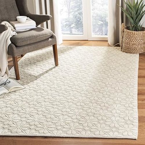 SAFAVIEH Vermont Collection Accent Rug - 3' x 5', Ivory, Handmade Wool, Ideal for High Traffic Areas in Entryway, Living Room, Bedroom (VRM303A)