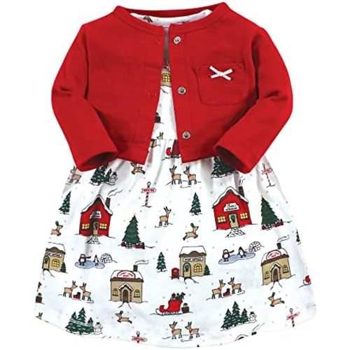 Hudson Baby Baby Girls' Cotton Dress and Cardigan Set