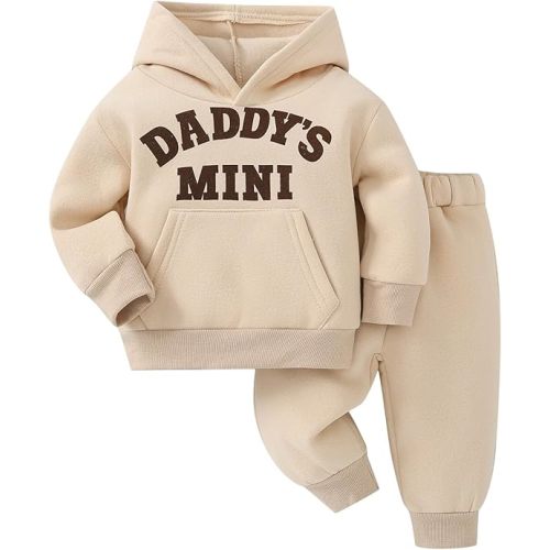 Voonlie Toddler Baby Boy Fall Clothes Long Sleeve Hoodie Sweatshirts Pants Set Infant Winter Outfits