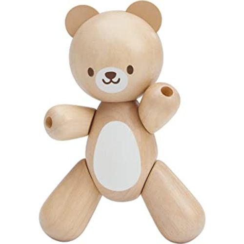 PlanToys Wooden Bear Grasping Toy (5241) | Sustainably Made from Rubberwood and Non-Toxic Paints and Dyes | Eco-Friendly PlanWood