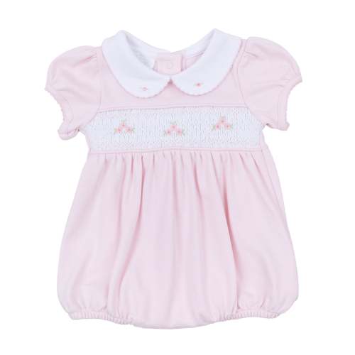 Willow's Classics Smocked Short Sleeve Bubble - Pink