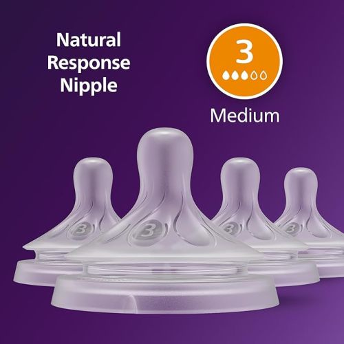 Philips Avent Natural Response Nipples, Medium Flow (Flow 3), 4-Pack, SCY963/04