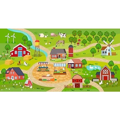 Booooom Jackson Kids Rug Indoor Nursery Rug Farm Theme 59''x31'' Small Rug in Playroom Play Carpet Rug Room Decor for Teen Girls (Villages, 2.6 x 4.9 ft)