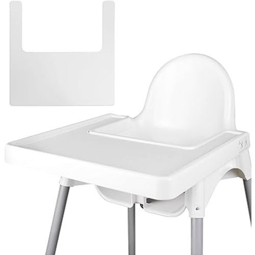 High Chair Placemat, Long Lasting High Chair Placemat Silicone, Clean and Hygienic, Suitable for IKEA Antilop Highchai, for Toddlers and Babies (White)