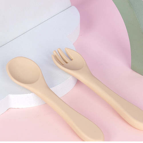 Baby Soft-Grip Silicone Spoon and Fork Set - Perfect for Training and Teething