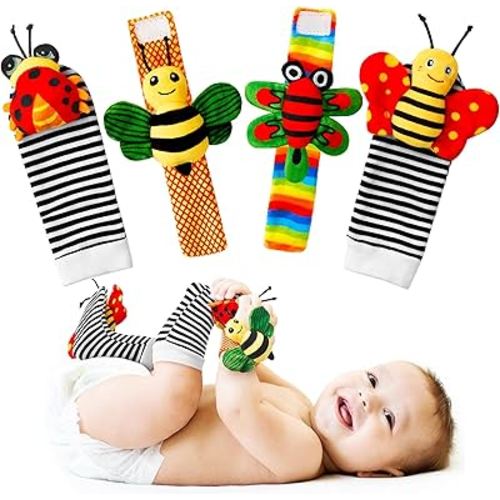 Baby Toys 0-6 Months: Baby Socks Baby Rattles 0-6 Months Baby Gifts for Boys Girl Infant Toys Baby Wrist Rattles Socks Baby Shower Gifts - Newborn Toys Hand & Feet for 0-3 0-12 Months Birthday Gifts