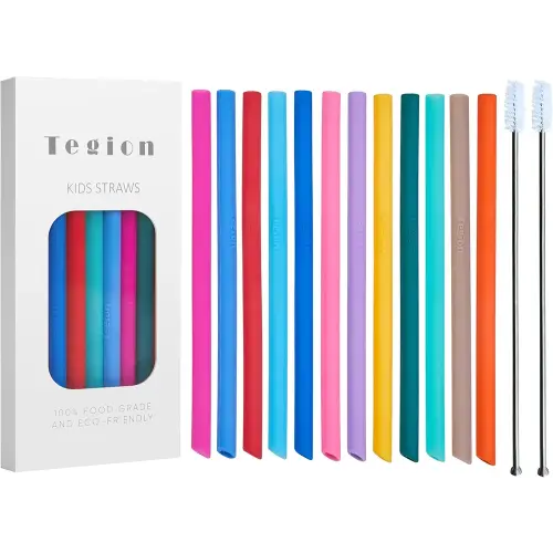 Mini Short Pinch Test Passed 5.5" Replacement Reusable Toddlers& Kids&Baby Silicone Small Straws for The First Years Take & Toss Spill Proof Straw Cup-Safe Fun for Baby Teething Chewing