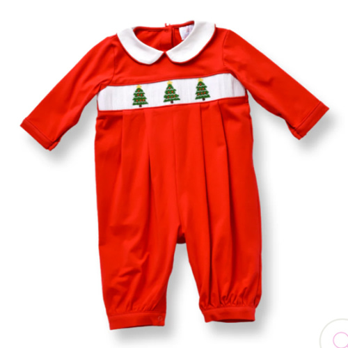 PRE-ORDER Red Christmas Tree Smocked Boy Longall