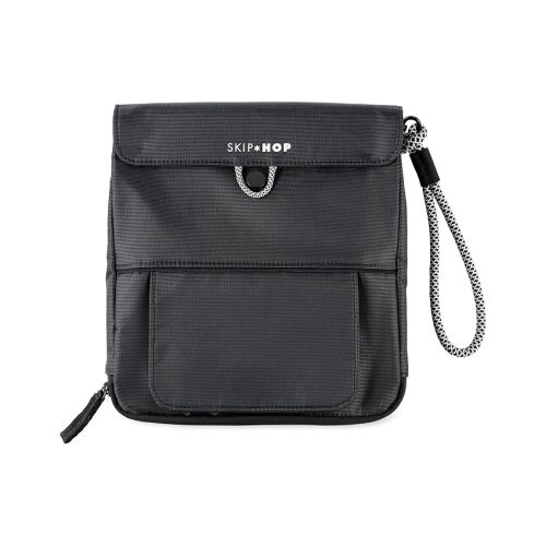 Skip Hop Travel Baby Changing Pad with Easy-Clean Surface, Wipes Pocket, Diaper Storage, Disposable Bag Dispenser and Magnetic Wipes Pocket, Clean Slate, Black