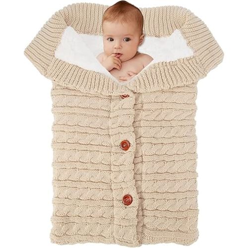 Newborn Baby Swaddle Blanket Fleece Stroller Wrap Nap Blanket Plus Velvet,Baby Kids Toddler Thick Knit Soft Warm Blanket Swaddle Sleeping Bag
