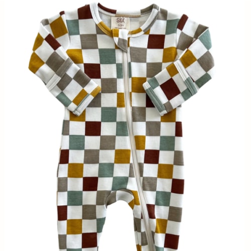 Cannoli Checkerboard / Organic Zip Footie – SpearmintLOVE