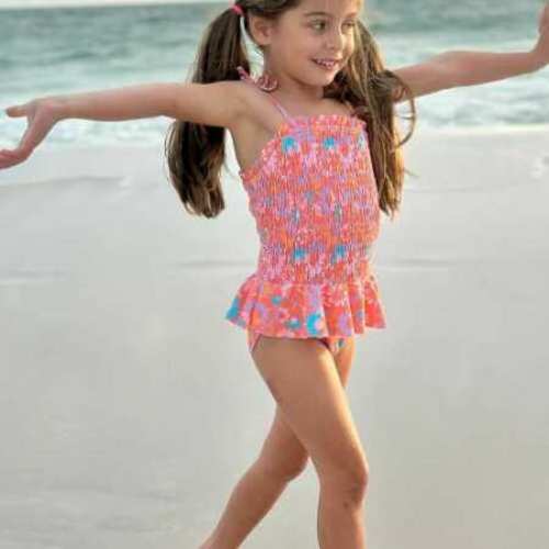 Peplum Smocked Bodice One Piece Swimsuit