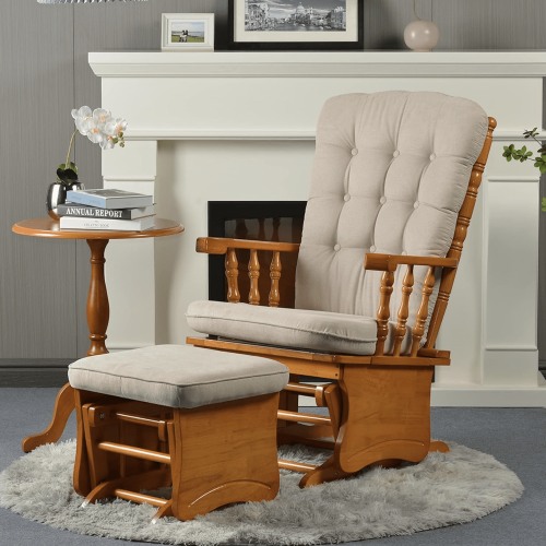 Dvasovio Wing Back Glider Rocking Chair, Antique Brown, Indoor