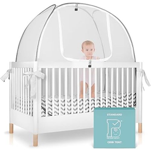 Breathable Mesh Crib Tent to Keep Baby from Climbing Out, Crib Net Canopy with Auto-Lock Zipper and Safety Latch, Crib Net to Keep Baby in, Crib Cover for Safety (Mosquiteros para Cunas de Bebes)