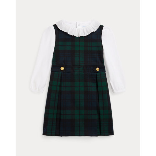 Cotton Bodysuit & Plaid Ponte Dress Set