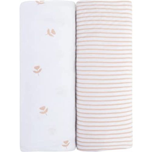 Changing Pad Cover 2 Pack - Baby Changing Pad Cover with 100% Jersey Cotton - Changing Pad Covers for Girls and Boys, Newborn Essentials (Pink Tulip & Stripes)
