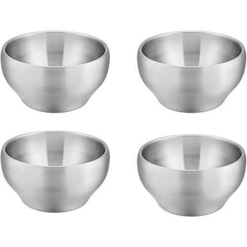E-far Bowls for Kids Toddlers, 12 Ounce Double-deck 18/10 Stainless Steel Bowls for Baby Children, Healthy & Matte Finish, Insulated & Shatterproof - Set of 4