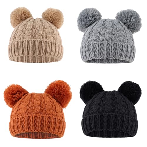 Yuoahcn Baby Girl Beanie Winter Baby Boy Hat with Pom pom Warm Infant Knitted Hats Toddler Kid Beanies