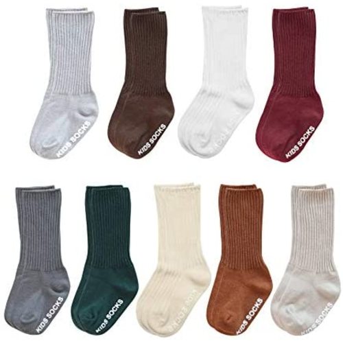 VWU Baby Crew Socks with Grips Unisex Toddler Infant Cotton tube Socks 0-5 Years