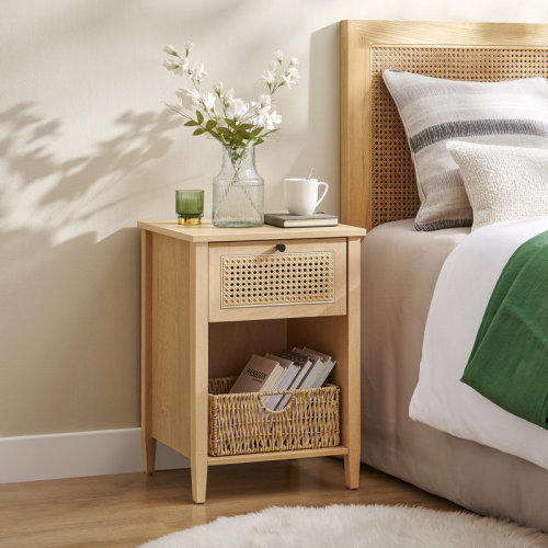 Winston Porter Sabeeka Boho Nightstand, Bedside Table with Drawer & Reviews | Wayfair