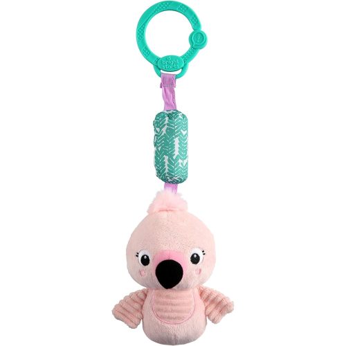 Bright Starts Flamingo Chime Along Friends Plush Take-Along Stroller or Carrier Toy, Ages 0 Month+