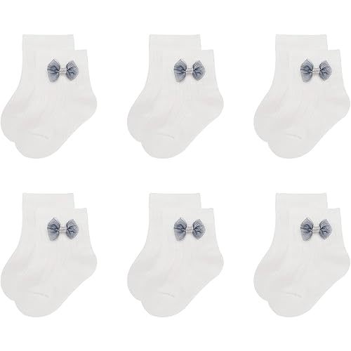 6 Pairs Baby Girls Socks Newborn Ruffle Lace Socks Princess Frilly Knit Cotton Socks