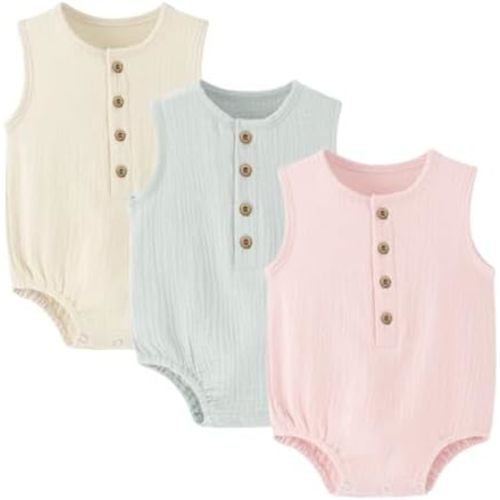 Baby Boy/Girl Romper Sleeveless Cotton Linen Tank Top Bodysuit One Piece Neutral Newborn Baby Summer Clothes