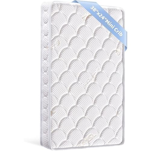 Mini Crib Mattress - 38x24x4 Inch- Dual Sided with Firm Support and Comfort Foam- Breathable, Non-Toxic, Quiet and Odorless, Fits Most Mini Cribs (Does Not Fit Playard or Standard Crib)