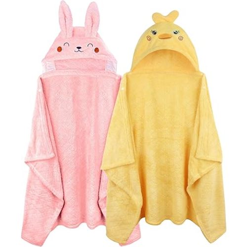 Toddler Bath Towel Hooded Kids Bath Towels for Toddlers 0-5 Years, 2-Pack Thick Absorbent Toddler Towels with Hood Baby Bath Towels, Large 50''x32'' Hooded Baby Towels with Hood for Girl