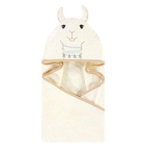 Little Treasure Baby Unisex Cotton Animal Face Hooded Towel, Neutral Llama, One Size