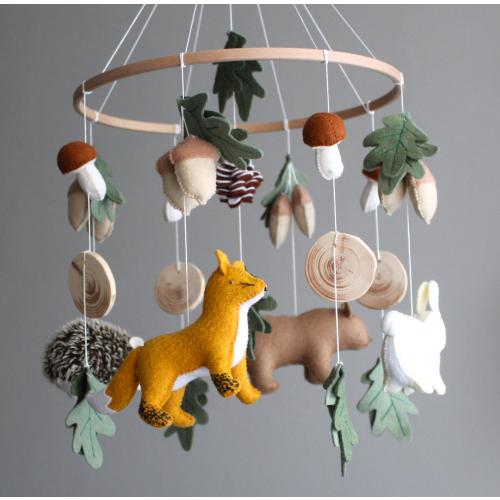 Felt Woodland Baby Crib Mobile: Forest Animals Nursery Decor, Expecting mom gift