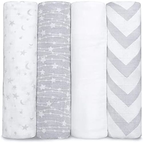 Comfy Cubs Muslin Swaddle Blankets Neutral Receiving Blanket Swaddling, Wrap for Boys and Girls, Baby Essentials, Registry & Gift (Green)