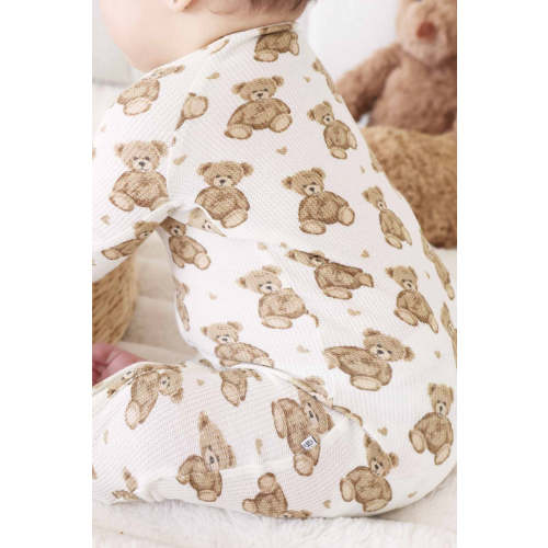 Beary Sweet Bamboo Waffle Convertible Zip Romper | Caden Lane