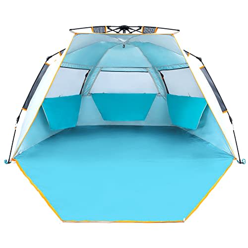 WolfWise Easy Up Beach Tent UPF 50+ Portable Instant Sun Shelter Canopy Umbrella