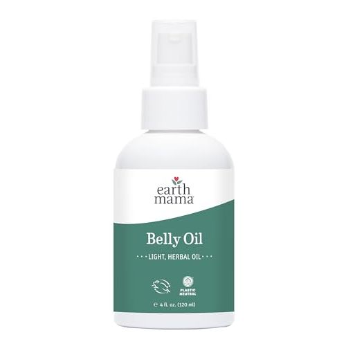 Earth Mama Belly Oil for Dry Skin | Calendula Skin Care Moisturizer Oil to Encourage Natural Elasticity and Help Prevent Stretch Marks During Pregnancy and Postpartum, 4-Fluid Ounce